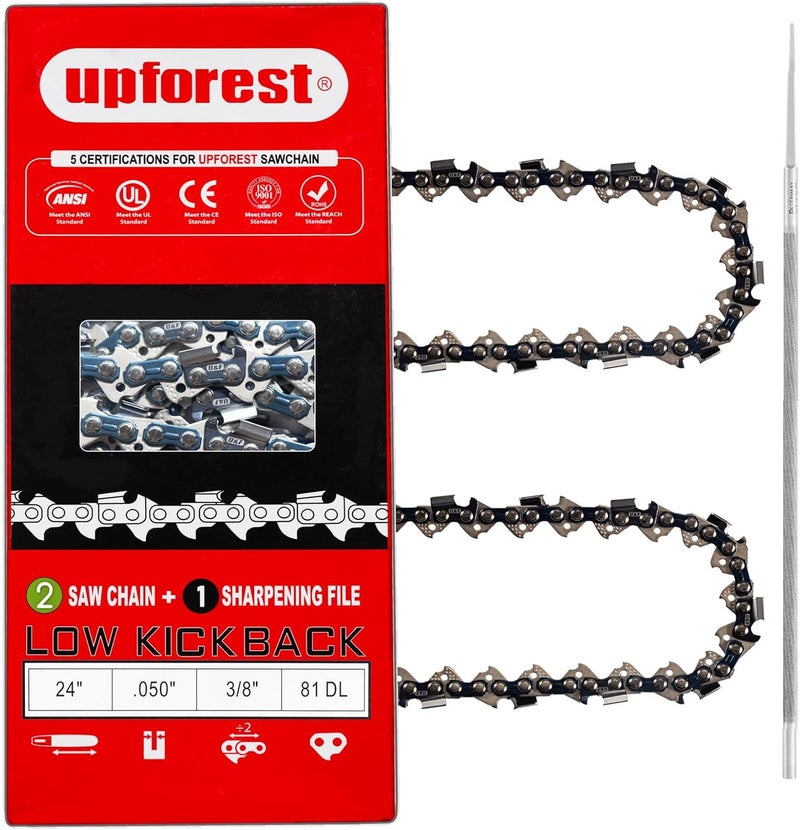 UPFOREST 24" Chainsaw Chain 3/8" Pitch, 050" Gauge, 81 Drive Links Fits Echo CS-451, CS-452, Husqvarna H80-81 Stihl 33RS381E,Homelite 330, 360,Poulan 306, 330, 3400 Craftsman 358.35483 and More 72MLPX81 - Image 1